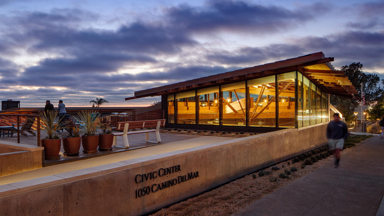 DEL MAR CIVIC CENTER City of Del Mar Photo by Chipper Hatter Completed as employee at Miller Hull Partnership; Role: Project Architect